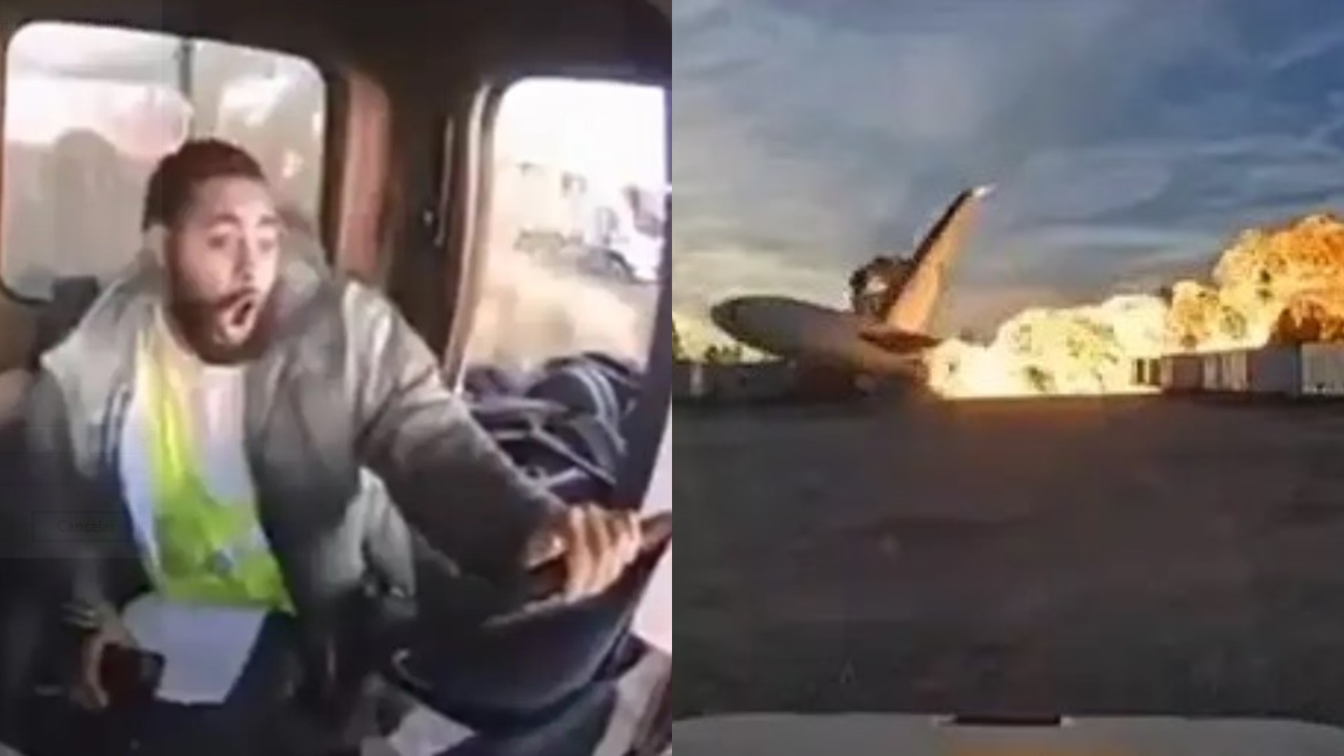 Motorista se choca ao ver de perto queda de avião nos EUA, e vídeo impressiona Foto: Reprodução/Redes Sociais