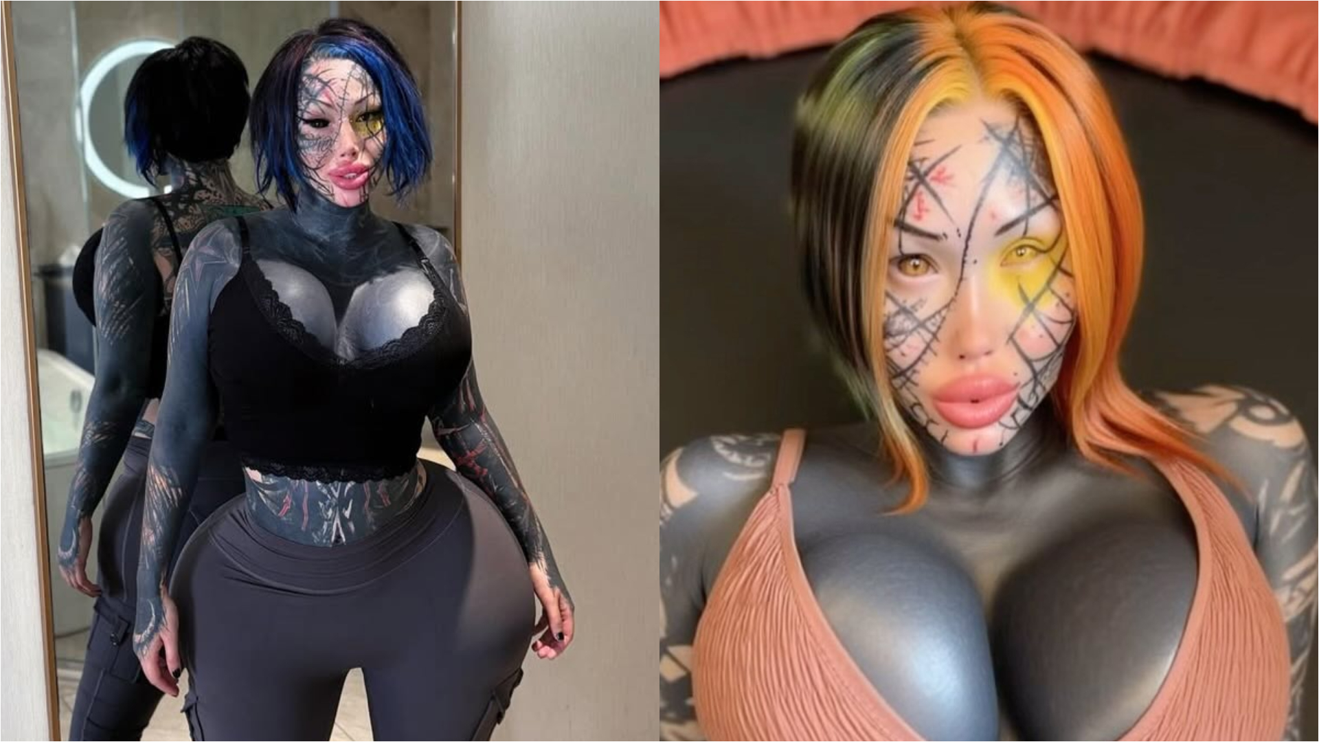 Modelo canadense que gastou R$ 2,6 milhões em cirurgias e tatuagens surpreende ao mostrar foto de antes dos procedimentos Modelo canadense que gastou R$ 2,6 milhões em cirurgias e tatuagens surpreende ao mostrar foto de antes dos procedimentos