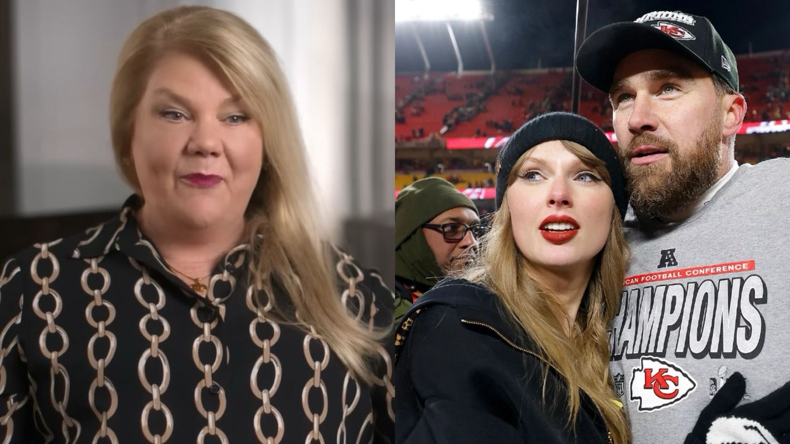 Mãe de Taylor Swift faz raro comentário sobre relacionamento da filha com Travis Kelce; assista Mãe de Taylor Swift faz raro comentário sobre relacionamento da filha com Travis Kelce; assista