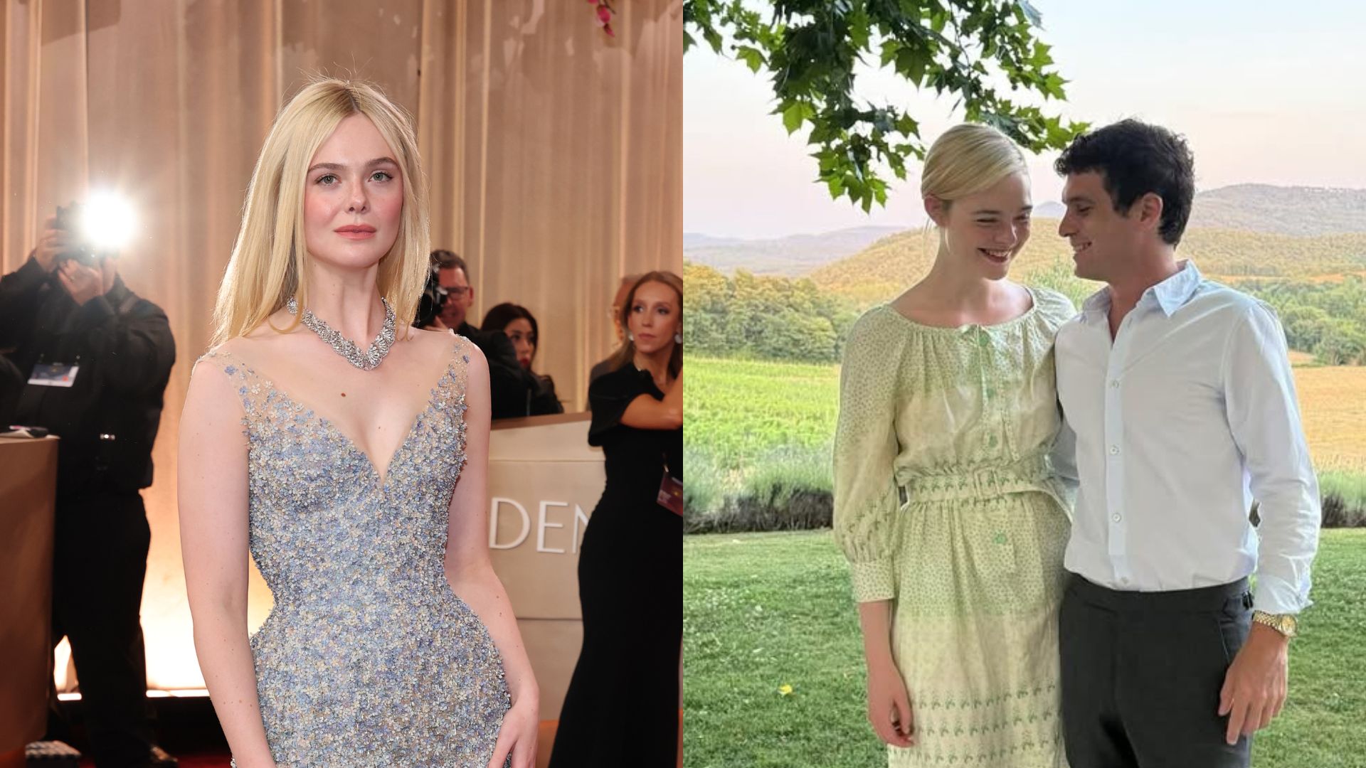 Globo de Ouro 2026: Elle Fanning e namorado usam truque para equilibrar diferença de altura no tapete vermelho, e momento viraliza; veja
